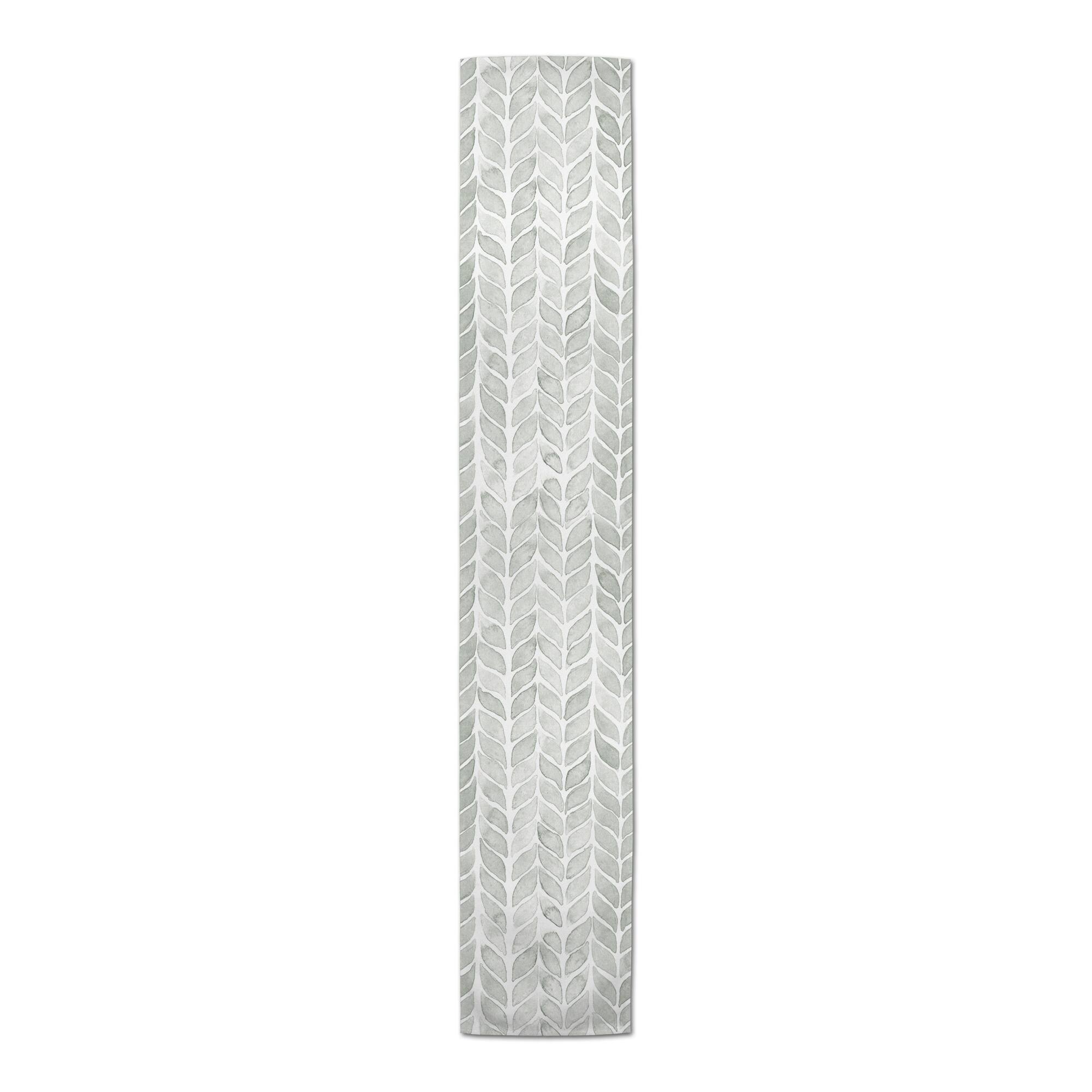 90" Soft Green Chevron Pattern Cotton Twill Table Runner